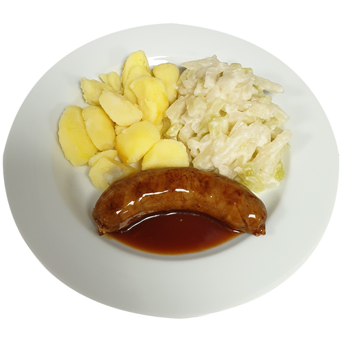 Rundersaucijs (r+v) Vleesjus Koolrabi met saus aardappelen (natrium/zoutarm)